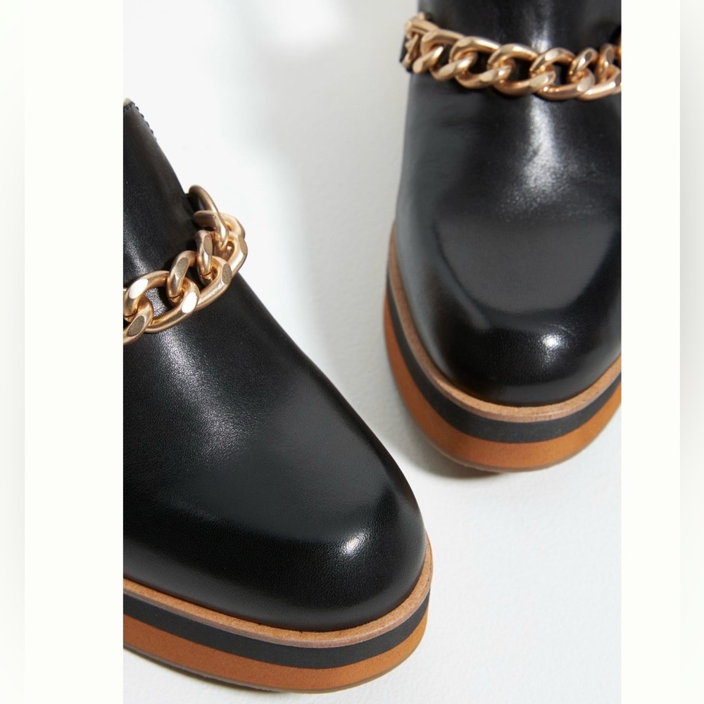 Anthropologie Bernardo Sochi CHAIN SLINGBACK CLOGS IN black Leather - Picture 3 of 9